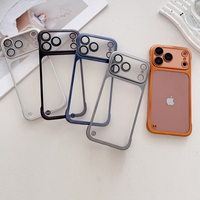 Funda Protectora para iPhone 12 13 17Pro ProMax, Media Cubierta, Sin Marco, Electrochapada, Esmerilada, Ultrafina, con Protector de Lente Anti-Caídas