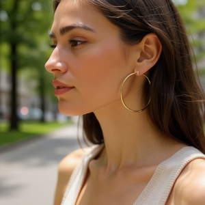 Orecchini a Cerchio Ilan 25mm Placcati in Oro - Product Image 2