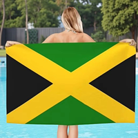 Custom Microfiber Bath Towel Watercolor Jamaica Flag Oversized Quick Dry Absorbent Sand-Free Blanket for Men Women Summer
