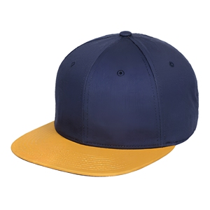Unisex 6-Panel Snapback Cap <b>Navy</b> Blue With Yellow Brim Solid Color Street Style Fitted Baseball <b>Hat</b> Adult Casual Wear - Product Image 1