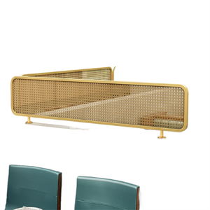 Paravent décoratif simple et moderne en verre long et bas, semi-transparent, en rotin tressé, pour séparation de salon et de salle à manger. - Product Image 1