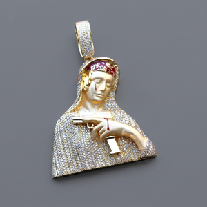Colgante con diseño de nombre de Hip Hop llamativo, chapado en oro rosa y rodio, con incrustaciones de moissanita engastada en bisel, joyería certificada IGI para fiesta - Product Image 1