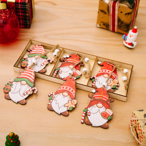 Colgante de madera Rudolph, colgante de muñeco enano sin rostro, nuevo artículo decorativo de madera navideño transfronterizo - Product Image 4
