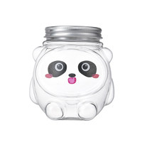 Botella de 500 ml con diseño de oso panda para envasar pan, con tapa y pajita desechable, de plástico PET, impresa, para fiestas y festivales