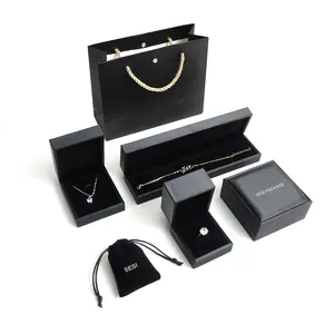 High Quality Square Design Pu Leather 'Jewlery' Box Packing Ring Necklace Bracelet Black Pu Leather jewelry Box