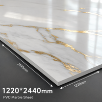 Panneau mural en PVC imperméable effet marbre en gros, 1220*2440, grande taille pour revêtement mural de bureau