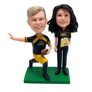 Personnalisés Résine Double Personnes Bobble Head Joueur de Football et Entraîneur Bobble Head Figure Événement Cadeaux - Product Image 3