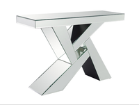 Table console de luxe contemporaine en verre effet diamant broyé, forme géométrique, pour maison, hôtel, villa