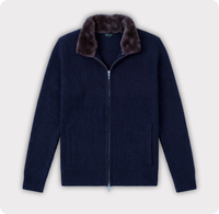 Pull cardigan en laine et acrylique mélangée avec col en fourrure, sortie d'usine TN, avec étiquette de col personnalisée