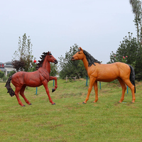Statue de cheval en résine grandeur nature personnalisée pour extérieur, sculpture d'artisanat de jardin en résine, grande statue animale en fibre de verre et plastique