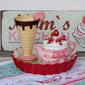 Set <span class=keywords><strong>da</strong></span> Tè in Ceramica OEM/ODM con Design Personalizzato a Forma di Torta, <span class=keywords><strong>Teiera</strong></span> <span class=keywords><strong>e</strong></span> Tazza Carine - Product Image 5