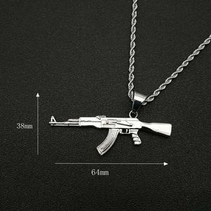 Commercio all'ingrosso Hip Hop 18K <span class=keywords><strong>oro</strong></span> placcato in acciaio inox Cz <span class=keywords><strong>oro</strong></span> mitragliatrice AK47 ciondolo con collana a catena per gli uomini delle donne (BN134) - Product Image 6