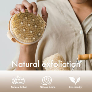 <span class=keywords><strong>Brosse</strong></span> Corporelle Manuelle Ronde à Poils Naturels pour Drainage Lymphatique, Massage <span class=keywords><strong>Anti</strong></span>-<span class=keywords><strong>Cellulite</strong></span> et Exfoliation sous la Douche, <span class=keywords><strong>Brosse</strong></span> Sèche en <span class=keywords><strong>Bois</strong></span> - Product Image 4
