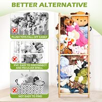 Organisateur de jouets en bois sur le thème du zoo pour chambre d'enfant ou de salle de jeux Cage de table pour cadeau de rangement en peluche pour dessin ou récréation