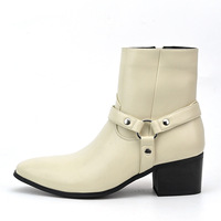 Bottes Chelsea pour hommes, très tendance, mi-mollet, grandes tailles, style motard, fermeture éclair, tige en PU, dernier design personnalisé