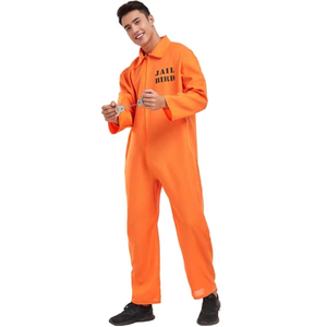 Costume da Carcerato Arancione per Adulti, Tuta per Halloween, Travestimento da Ladro, Rapinatore, Evaso, Abbigliamento per Cosplay - Product Image 2
