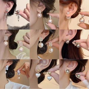 Aiguille haut de gamme perle boucles d'oreilles pour femmes rétro foule conception boucles d'oreilles populaire polyvalent élégant boucles d'oreilles en gros 925 argent GRS - Product Image 2