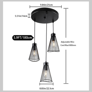 Lámpara colgante de estilo industrial SKD E26 E27 Iluminación colgante interior de metal Accesorios de iluminación interior - Product Image 6