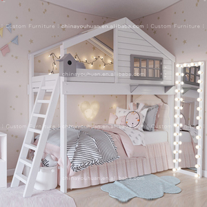 Lit cabane en bois massif pour enfants, lit superposé moderne, lits séparés pour frère et sœur dans les petits appartements, personnalisable - Product Image 1