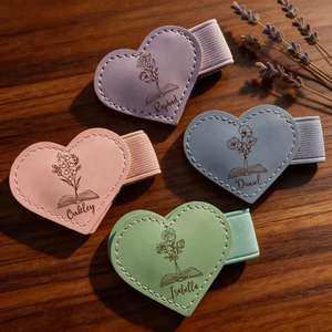 Custom Engraved Heart Leather Bookmark <b>Magnetic</b> Name <b>Book</b> Clip Cute Style Reusable Solid Color Women Men Sleek - Product Image 1