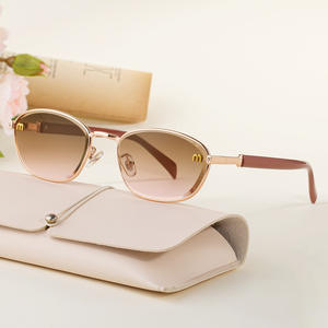 Nuevas Gafas de Sol Ovaladas para Mujer, Protección UV400, Marco de Plástico y Metal, Lentes Negras, Material PC, Estilo Urbano a la Moda - Product Image 4