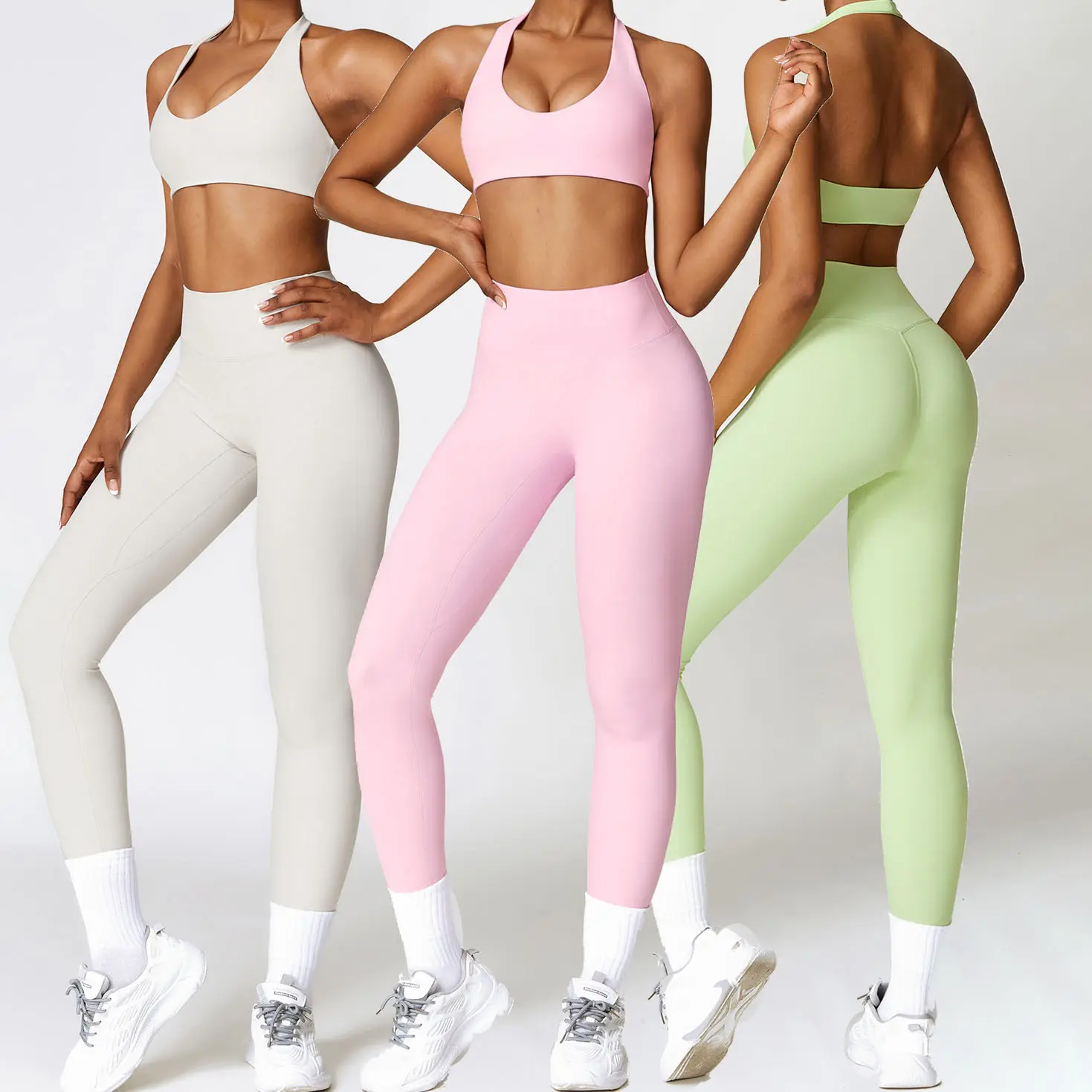 YIYI soutien élevé antichoc licou soutien-gorge costumes de gymnastique filles taille haute Leggings ensembles femmes séchage rapide vêtements de sport femmes ensembles