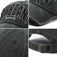 Gorra de Béisbol Personalizada con Efecto Desgastado, Verde Oliva, Sarga de Algodón, 6 Paneles, Bordado 3D en Relieve, Correa Ajustable, Unisex, Estilo Urbano, OEM, ODM