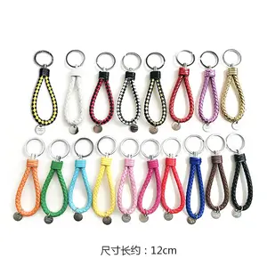 Promotional Gifts Black PU Leather Key Chain with Alloy Logo