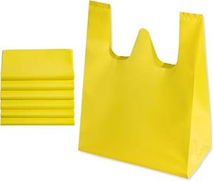 Sacs en plastique Huamaohengchun, lot de 50, 12,5 x 22 pouces, avec poignées, sacs jaunes pour vêtements, pour le commerce de détail et l'alimentation, résistants - Product Image 1