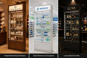 Estantería de Exhibición de Cosméticos Kainice, Almacenamiento de Maquillaje, Estante para Esmalte de Uñas para Salón de Belleza, Vitrina Moderna de Madera y Vidrio - Product Image 2