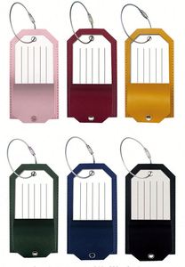 Luggage <b>Tag</b> With Pu Leather Privacy Cover <b>Name</b> Label Stainless Steel Loop for Women Men Bag Suitcase - Product Image 4