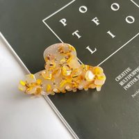 Pince à cheveux élégante faite à la main pour femme, personnalisable, légère, écologique, moyenne, en acétate, avec fleur en strass et motif griffe de requin