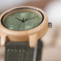Montre analogique à quartz en bois de bambou écologique avec mouvement Miyota, cadran Hardlex de 44 mm, sport, affaires, mode, luxe pour homme, bracelet en nylon vert