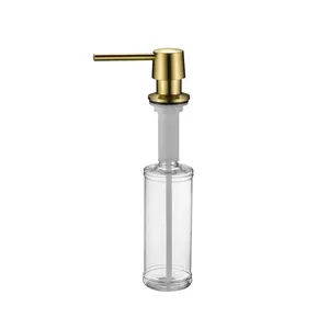 Botella de material de cobre de 300ml o kit de tubo de extensión dispensador de jabón de fregadero manual para encimera de fregadero de cocina integrado