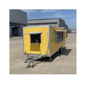 Hot Dog Pizza BBQ Caribbean Food Mobile Trailer with Full Kitchen Equipment Flat Top Stove Grill Range Hood