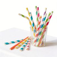 Pailles en papier de couleurs mélangées, pailles en papier jetables personnalisées, 5000 pièces par carton