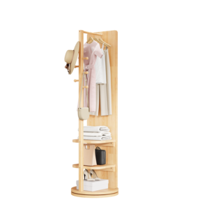 360 °   Miroir sur pied multifonctionnel rotatif 66"x17.8" avec <span class=keywords><strong>porte</strong></span>-<span class=keywords><strong>manteau</strong></span> et rangement à crochets en bois massif - Product Image 5