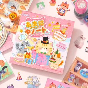 Livre d'autocollants découpés à la forme <span class=keywords><strong>de</strong></span> chat mignon, thème Kawaii, 30/60 feuilles, fournitures <span class=keywords><strong>de</strong></span> décoration pour scrapbooking fait main DIY - Product Image 5