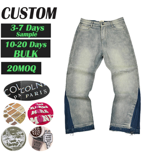 <span class=keywords><strong>Jeans</strong></span> en denim <span class=keywords><strong>pour</strong></span> hommes, coupe droite ample, taille boutonnée, délavé et déchiré, style évasé, prix usine, faible MOQ - Product Image 1