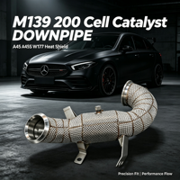 Knalpot Performa High Flow SS304 dengan Pelindung Panas dan Katalis 200 Cell, Cocok untuk Mercedes AMG A45 A45S M139 W177 2019-2022 Euro 6