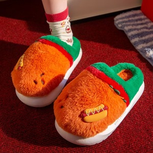 Automne hiver Hamburger en peluche maison dessin animé bout fermé confortable léger doux PVC doublure résistant chaud pied pantoufle - Product Image 2