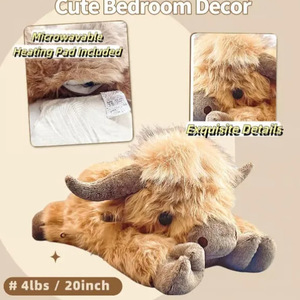 Boneka Sapi Plush Berkualitas Tinggi Warna Kuning Seri Posisi Berbaring untuk Bantal Lempar Isi Bantal Pemanas yang Dapat Dipanaskan dengan Microwave - Product Image 4