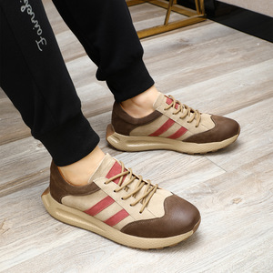 Chaussures pour hommes, chaussures de sport en <span class=keywords><strong>cuir</strong></span> bicolores, nouvelles chaussures en <span class=keywords><strong>cuir</strong></span> souple vintage pour hommes, antidérapantes, en <span class=keywords><strong>cuir</strong></span> véritable, décontractées à lacets - Product Image 5