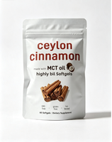 Gélules de Cannelle de Ceylan OEM 60 gélules molles 7200mg Extrait 12:1 avec Huile MCT Soutien Antioxydant