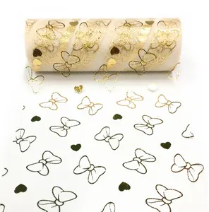 10Yard Glitter Butterfly Heart gedruckt Tüll Roll Spule Stoff DIY Nähen Mesh Tutu Rock Kleid Baby Shower Hochzeits feier Versorgung