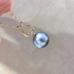 S925 Silver <b>Pendant</b> DIY K Gold Jade Necklace with 8-13mm Round Beads Empty Stand Product Category <b>Pearl</b> Accessories 30568 - Product Image 1