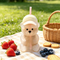 Gobelet en verre borosilicate anti-fuite et compatible lave-vaisselle, motif ours de Noël et chien, Bearista, avec paille en verre