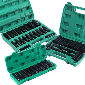 Impact Socket Set 1/2 In Metric Chromium Vanadium Steel Mechanic Tool Kit With Hard Case For Auto Repair - Product Image 1