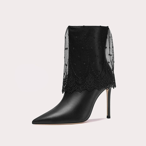 Nouvelles <span class=keywords><strong>bottes</strong></span> courtes élégantes et sexy de style automne-hiver en dentelle noire de petite taille - Product Image 1