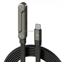 Kabel Data Pengisi Daya Cepat 240W 2 in 1 USB C ke USB C dengan Bracket Lipat, Penyangga Desktop Tipe C, Kabel Pengisi Daya untuk Iphone17 16